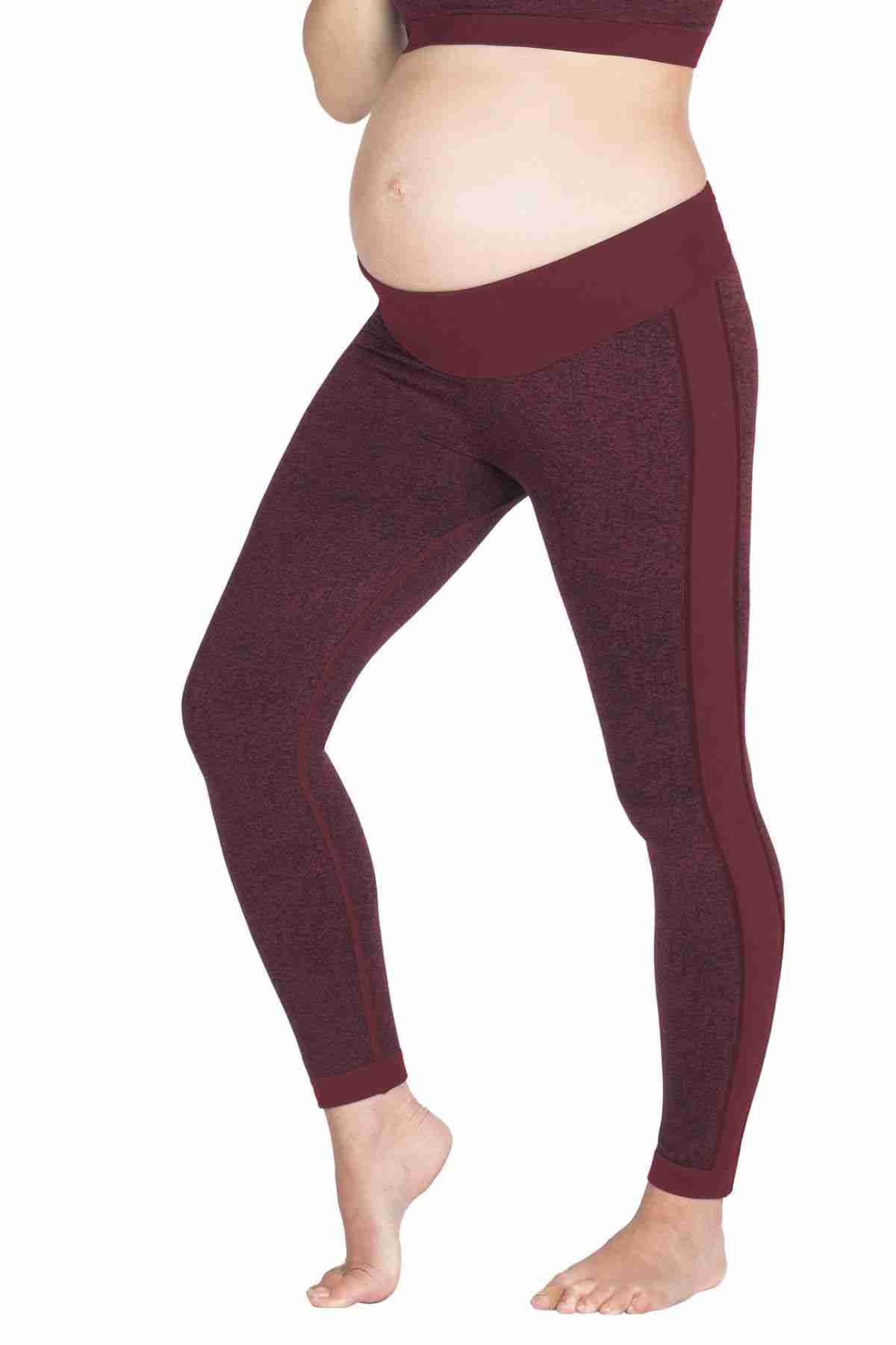 Ella Activewear Seamless Maternity Leggings – S / Burgundy Jacquard