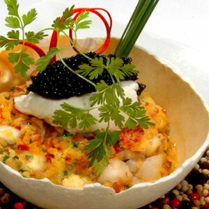 Scrambled Eggs with Lobster and Caviar