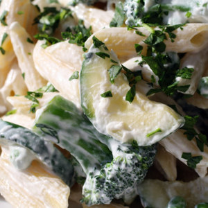 French in a Flash: ‘Printemps’ Penne with Green Vegetables and Goat Cheese Recipe