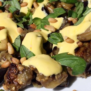 The Secret Ingredient (Saffron): Roasted Eggplant Salad with Saffron Yogurt