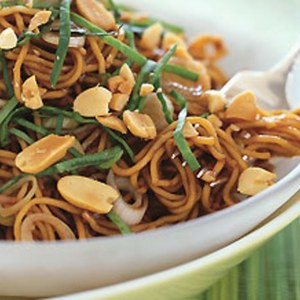 Spicy Sesame Noodles with Chopped Peanuts and Thai Basil