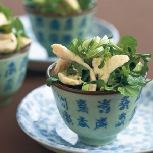 Sake-steamed chicken salad recipe