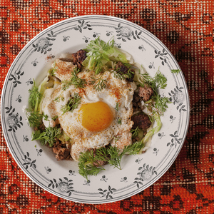 Spiced lamb with cabbage