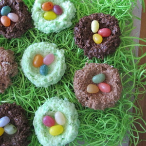 Chocolate Coconut Nests with Jelly Bean Eggs Recipe