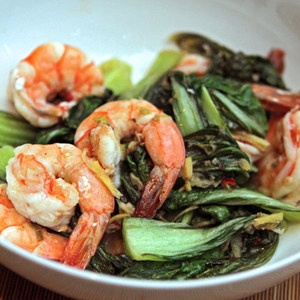 Nigel Slater’s Shrimp with Asian Greens