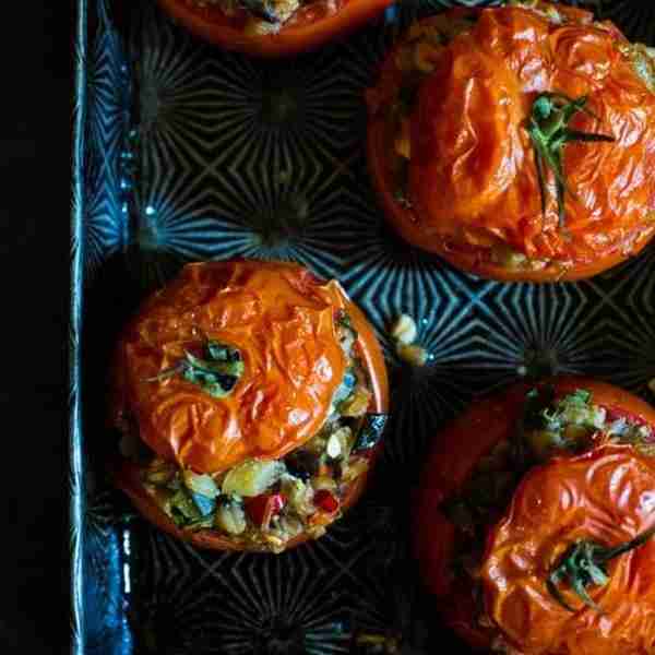 Farro And Vegetables Stuffed Tomatoes