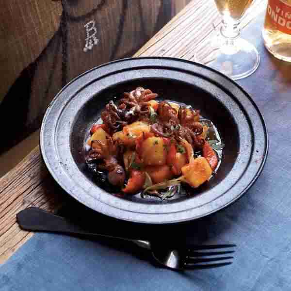 Grilled Baby Octopus with Roasted Peppers and Potatoes