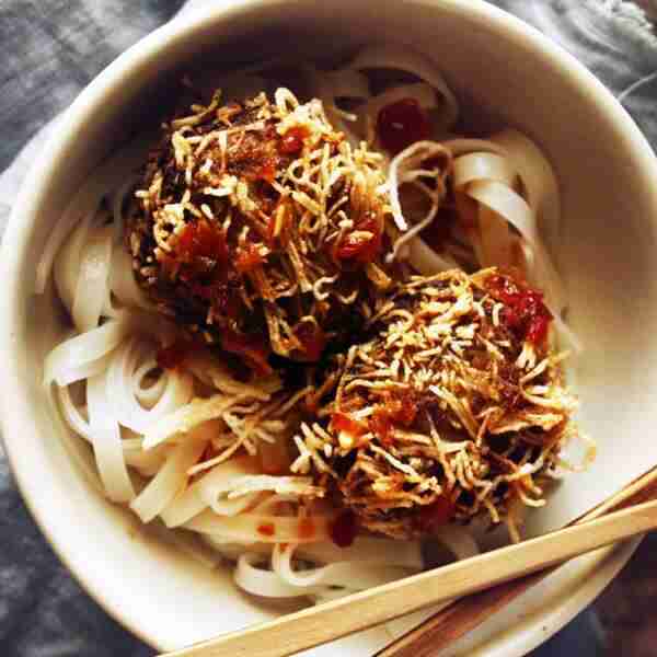Fried Spicy Tofu and Eggplant Balls