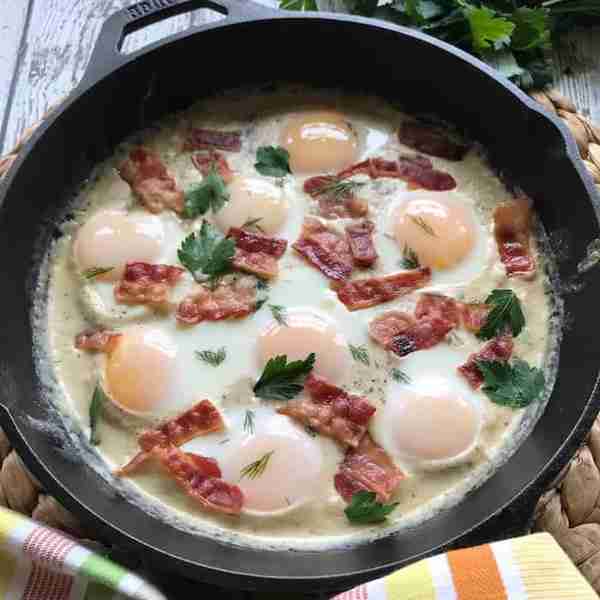 The BEST Creamy Keto Skillet Eggs Recipe