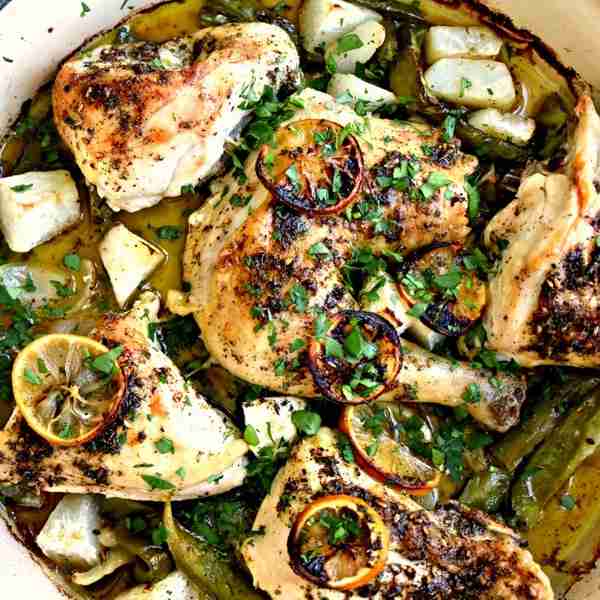 Za’atar Chicken with Charred Lemon, Roasted Turnips (Keto)