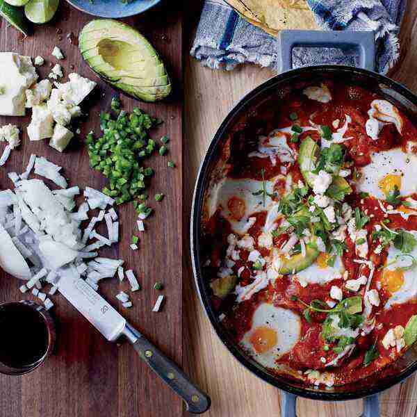 Chipotle-Braised Chicken Thighs with Poached Eggs