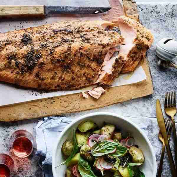 Centrepiece salmon with Thai basil and brown butter