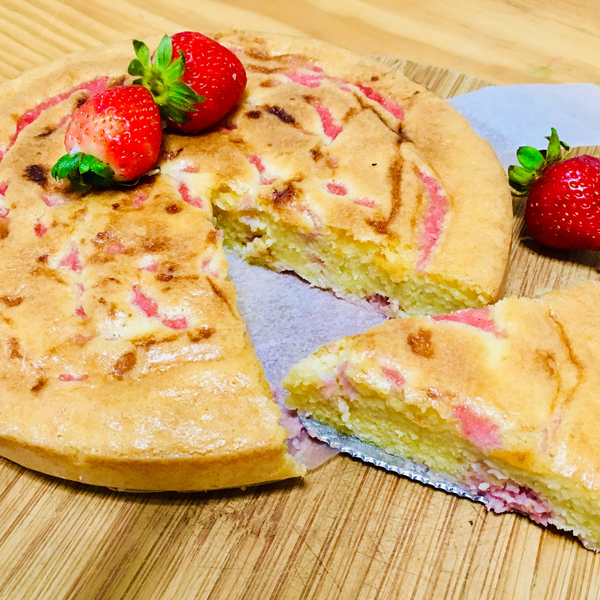 Keto Strawberry Lamington Swirl Cake