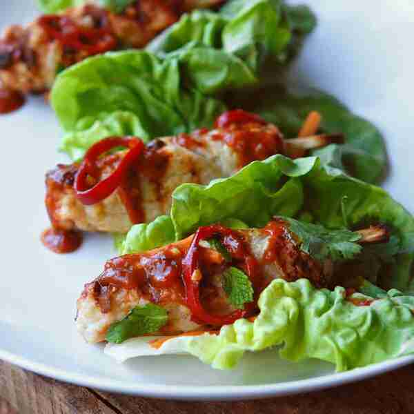 Golden Coin Chicken-and-Shrimp Skewers with Peanut Sauce