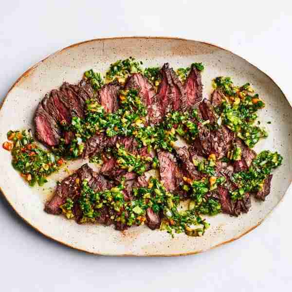 Skirt Steak With Scallion Thecha