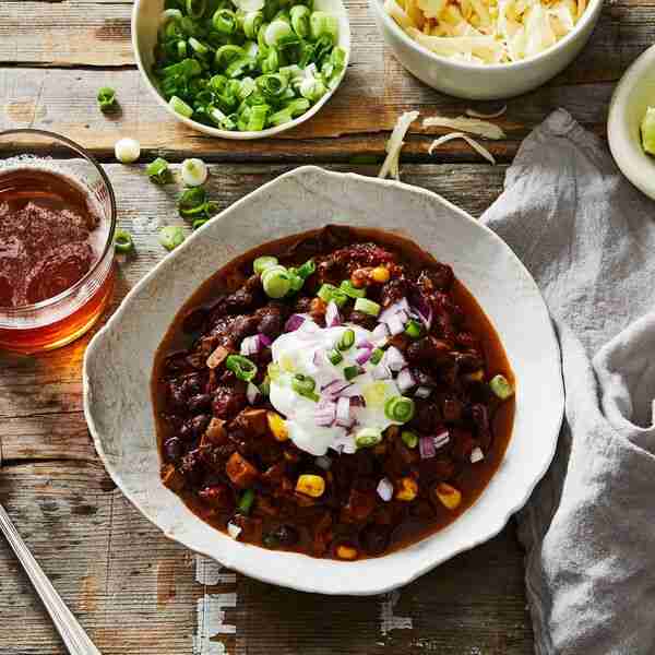 Cremini Mushroom Chili with Black Beans, and Corn