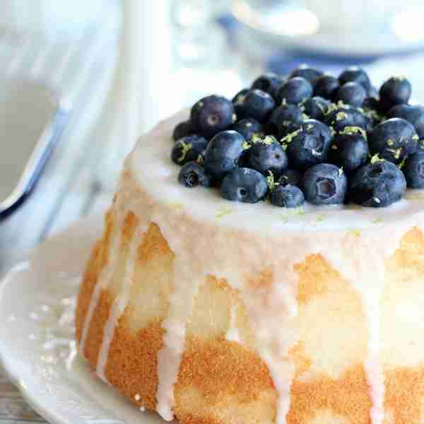 Blueberry Lemon Angel Food Cake