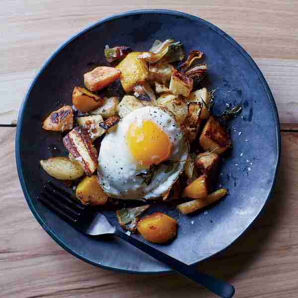 Roasted Root Vegetables with Fried Eggs