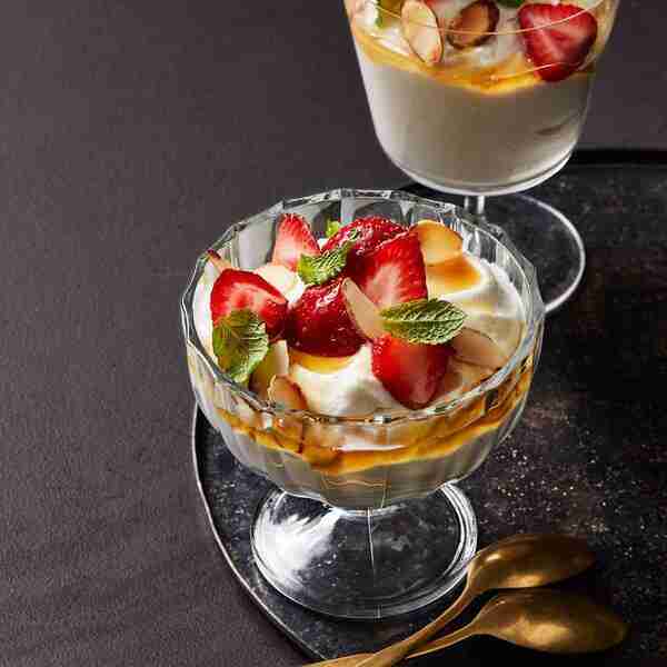 Honey-Ricotta Mousse with Strawberries