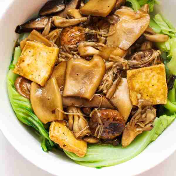 Mushrooms and Tofu With Chinese Mustard Greens Recipe