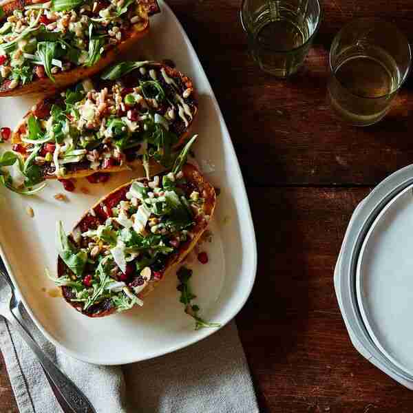 Roasted Delicata Squash Stuffed with Autumn Farro