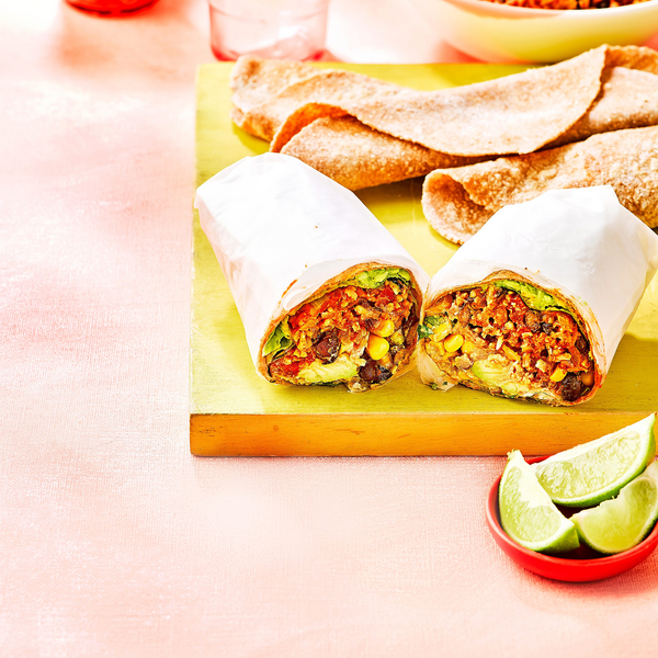 Spicy rice burritos
