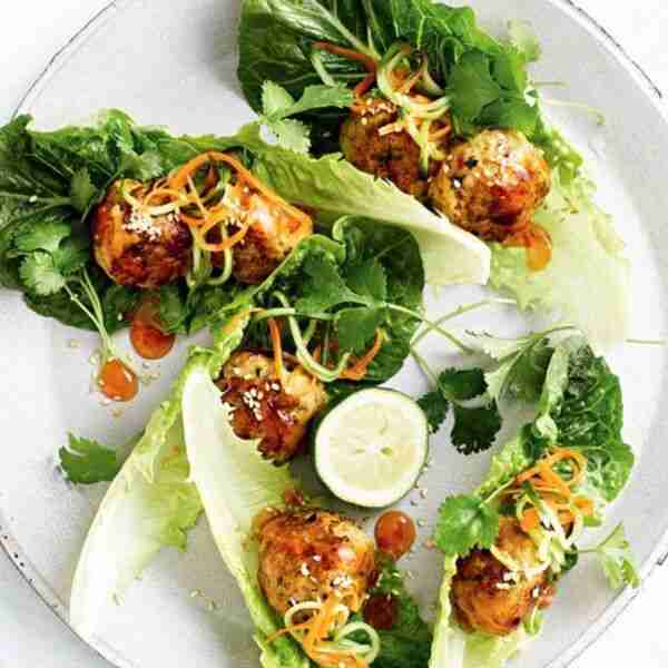 Thai meatball lettuce cups