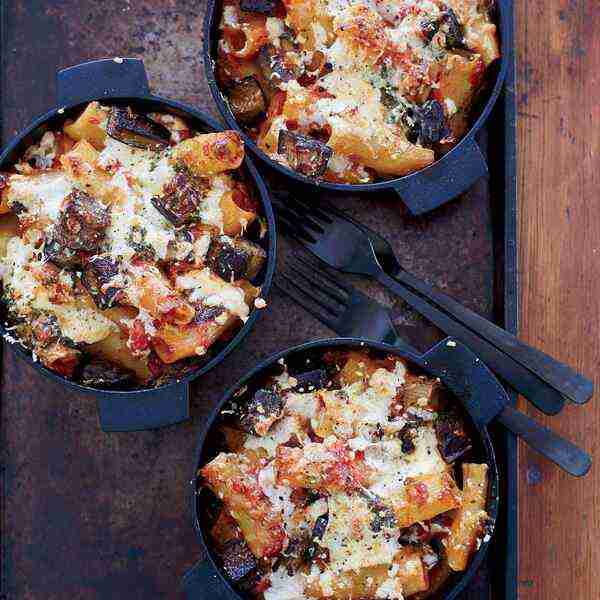 Baked Rigatoni with Eggplant, Tomatoes and Ricotta