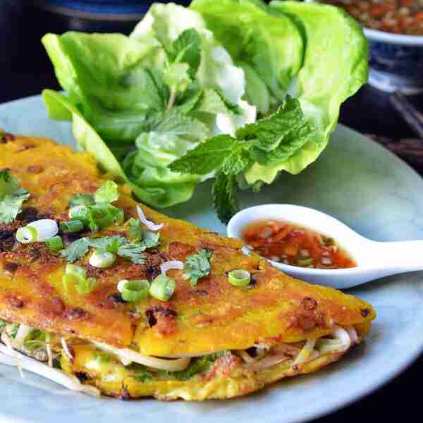 Vietnamese Oyster Pancake with Nuoc Cham