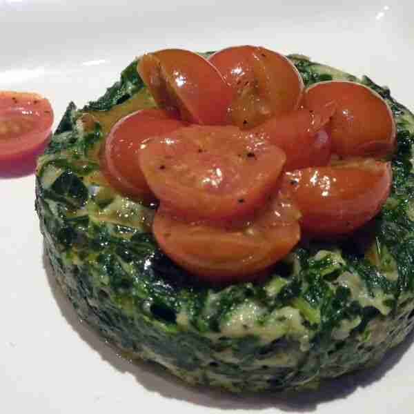 Cozy Spinach Timbales with Sauteed Tomatoes