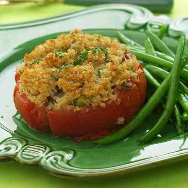 Stuffed Tomatoes with Golden Crumb Topping