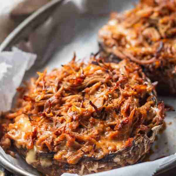 Pulled Pork Keto Stuffed Mushrooms