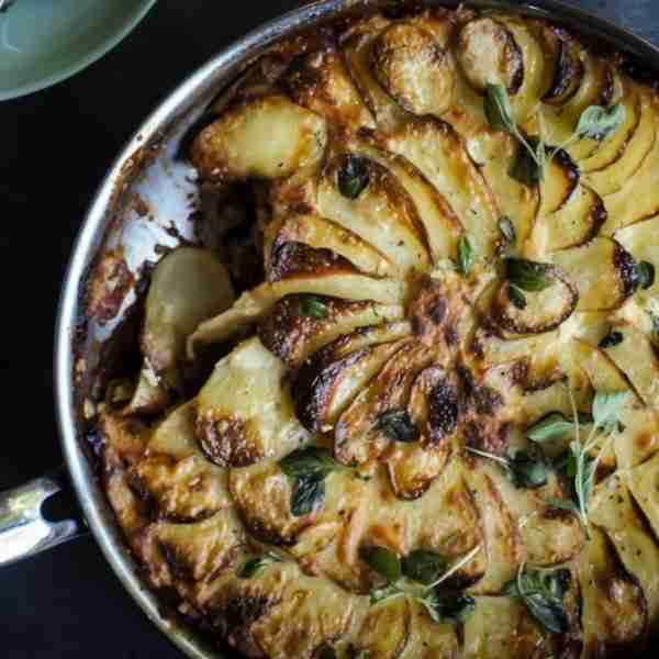 Vegetarian eggplant moussaka gratin