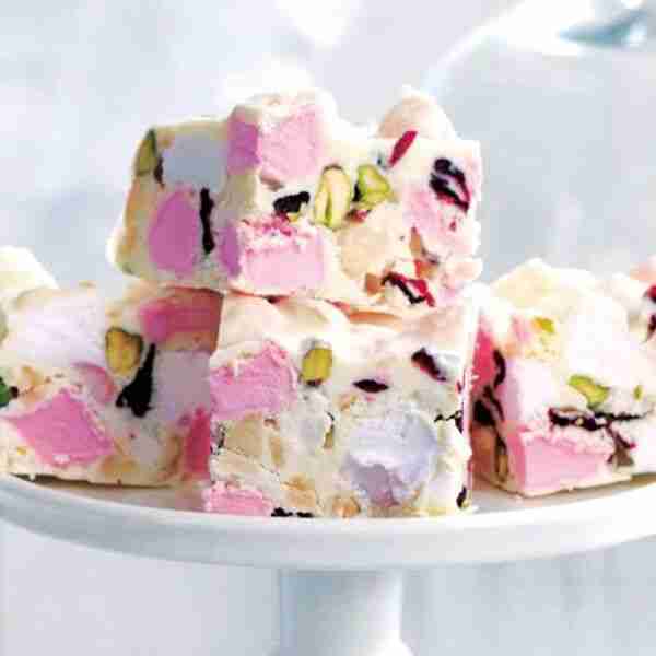 White chocolate and macadamia rocky road