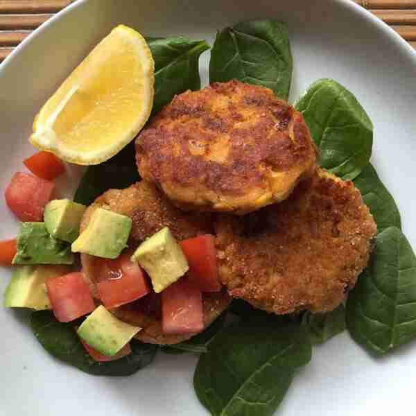 Sweet Potato, Corn and Wild Salmon Fritters