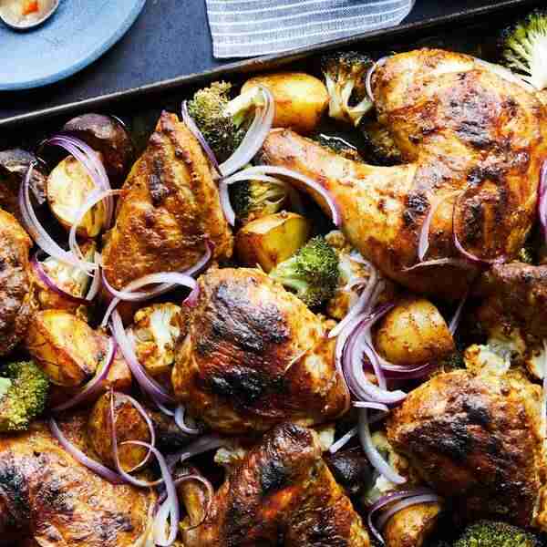 Tandoori Chicken and Vegetable Sheet-Pan Supper