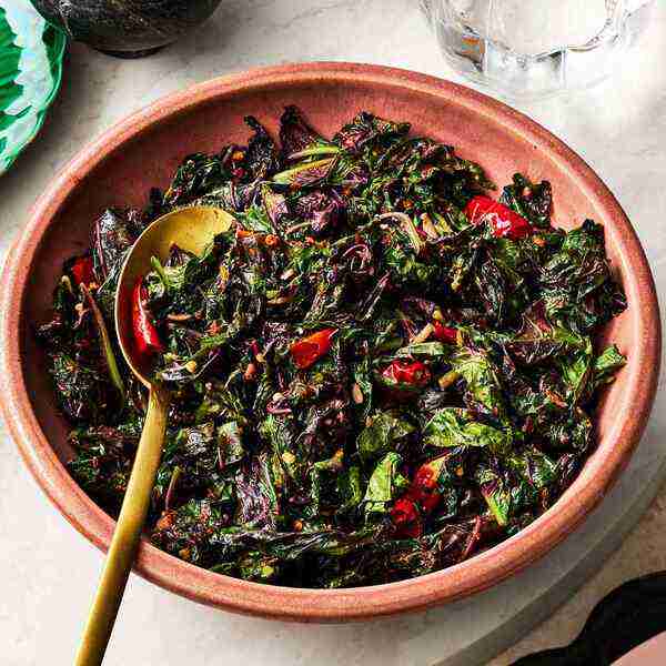 Stir-Fried Greens with Garlic and Chile
