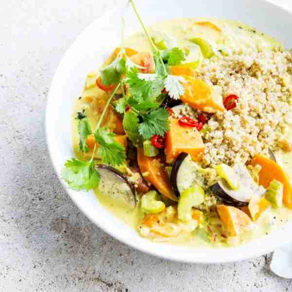 Coconut Curry with Cauliflower Rice (Vegan Keto, Paleo)