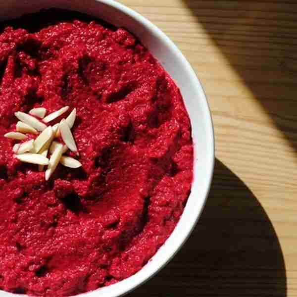 Garlicky Beet, Chickpea and Almond Dip
