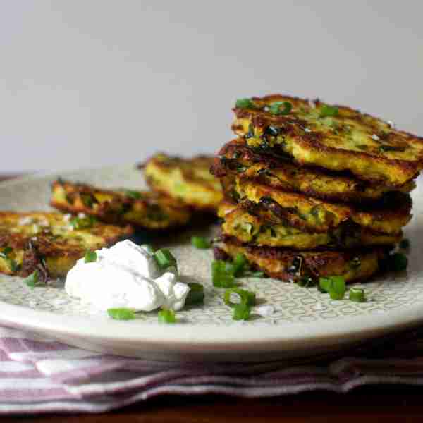 potato scallion and kale cakes