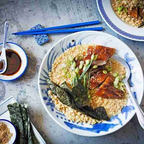 Quick brown rice duck congee