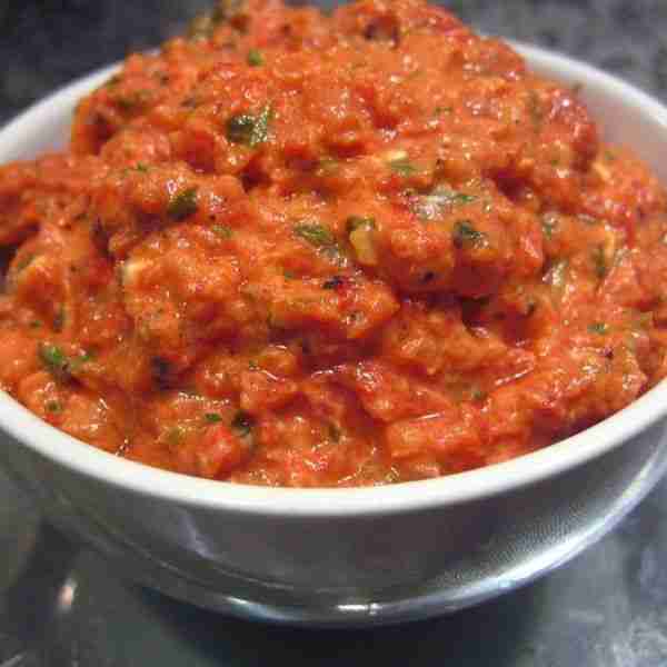 Roasted Red Pepper Dip with Green Herbs