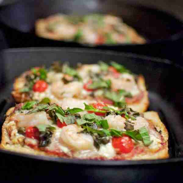 Lazy Greek Pizza with Shrimp