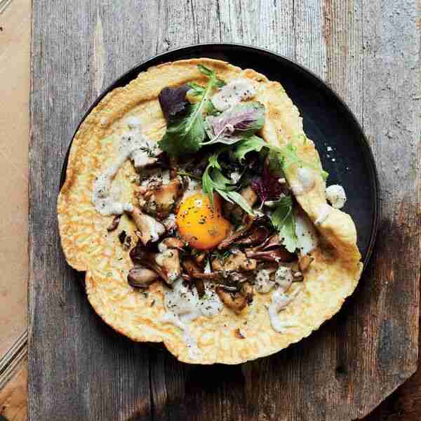 Wild Mushroom Crêpes with Sunny Eggs