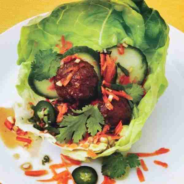 Pork and Lemongrass Meatballs in Lettuce Cups