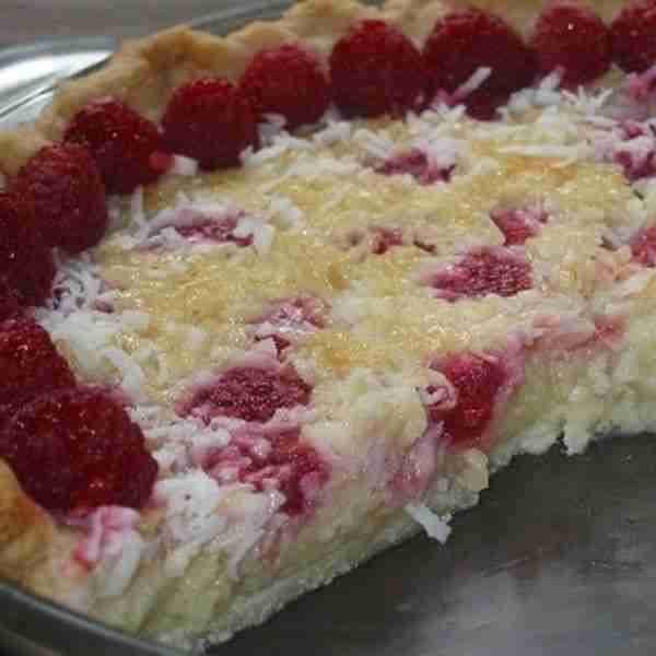 French Coconut Raspberry Pie