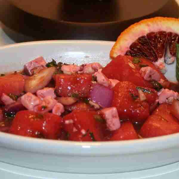 Watermelon, Feta and Mint Salad with Blood Orange Vinaigrette