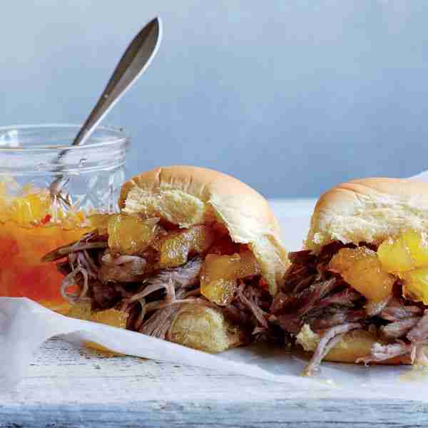 Smoky Kalua Pork Sandwiches with Spiced Pineapple Jam