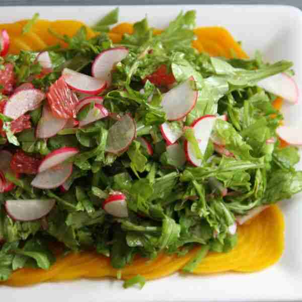 Beet Carpaccio with Arugula, Radishes and Grapefruit