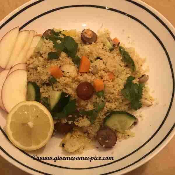 Veganuary Journey – Crunchy Couscous vegan salad with fruit, veg and black eyed peas | Authentic Vegetarian Recipes | Traditional Indian Food | Step-by-Step Recipes